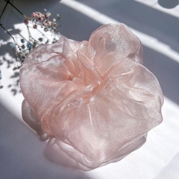 Translucent Jumbo Scrunchie in Champagne Pink