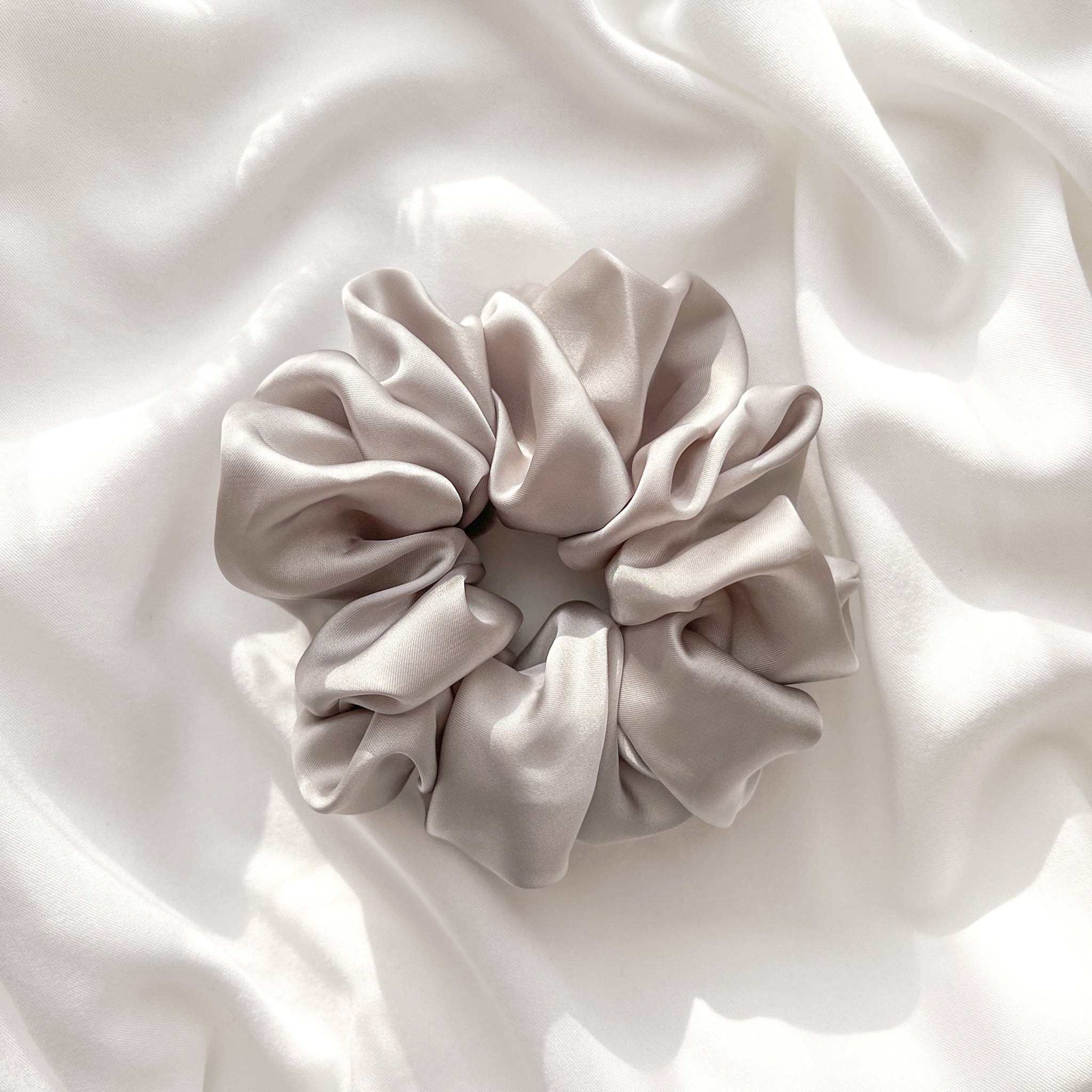 Silky Jumbo Scrunchie in Light Grey