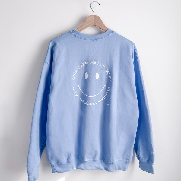 "Kindness Makes Me Happy" Crewneck Sweatshirt In Light Blue